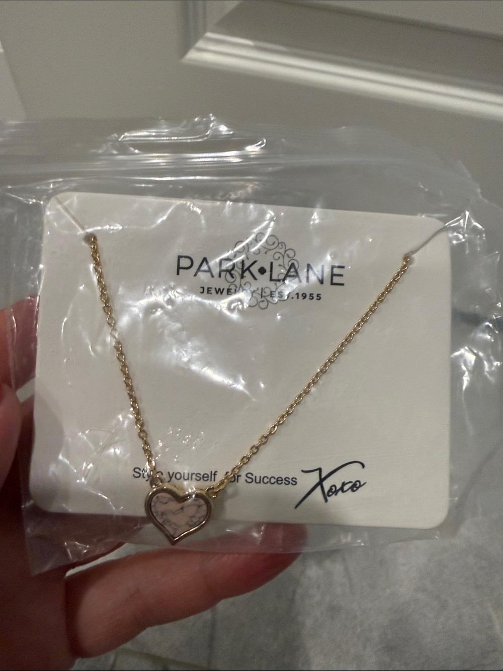 Park Lane Gold Heart Necklace with Pink Center